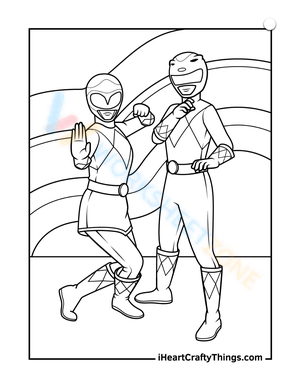 Pink and Yellow Ranger Coloring Sheet