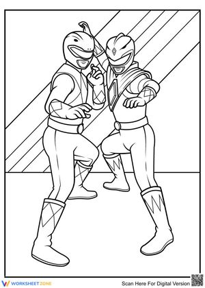 Red and Blue Ranger Coloring Page