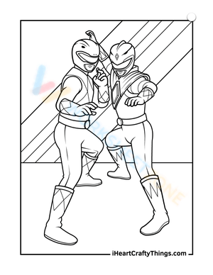 Red and Blue Ranger Coloring Page