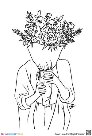 Aesthetic girl holding a bouquet of flowers