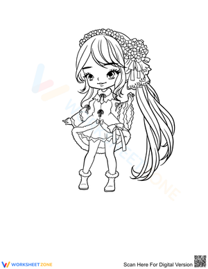 Long Hair Girl Illustration Worksheet
