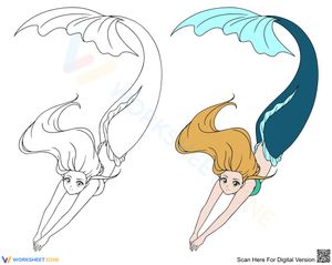 Swimming Mermaid Coloring Page | Essential Fine Motor