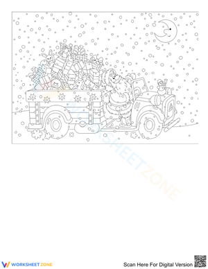 Santa with his full of gifts car