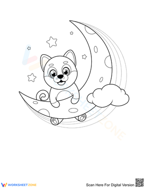 Puppy and the Moon Coloring Page | Essential Fine Motor