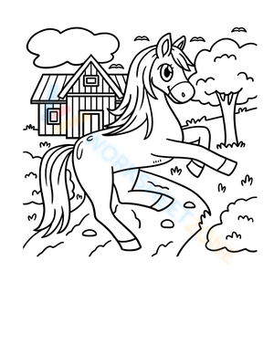 The horse on the road