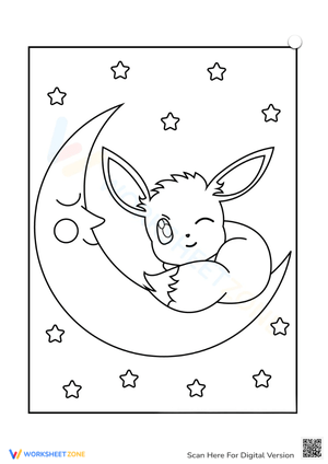 Cute Animal and Moon-Themed Coloring Sheet