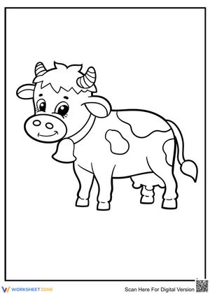 Cute Cow Illustration Worksheet