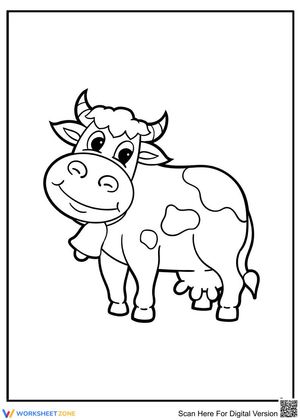 Cow and Bell Art Worksheet