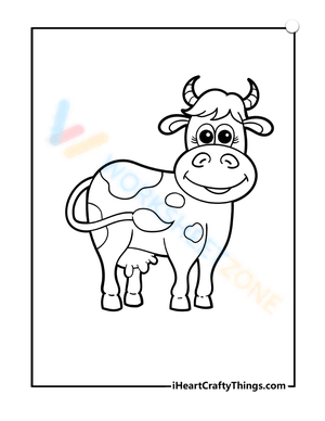 Smiley Cow Illustration Page