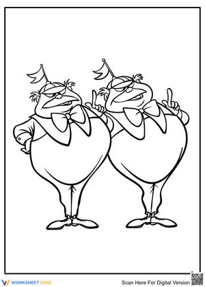 Tweedle Dee and Tweedle Dum Printable Coloring Page