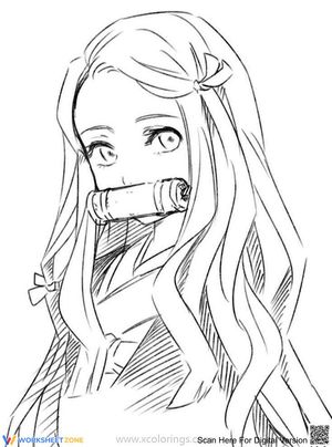 Nezuko Portrait Coloring Page | Essential Grade 1-5 Art