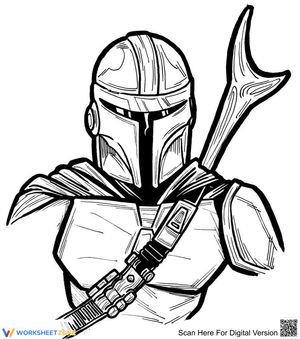 Portrait of Mandalorian | Essential Printable Coloring Page