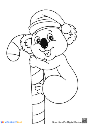 Koala Christmas Coloring Page