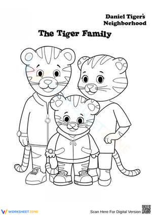 The Tiger Family Coloring Page