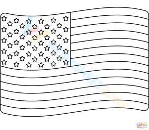 Wavy American Flag Coloring Page