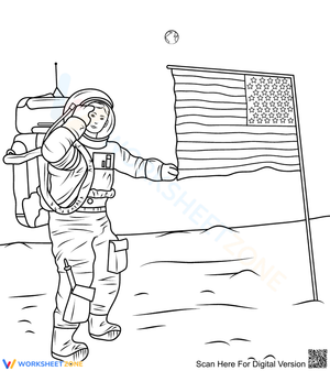 First Man on the Moon Coloring Page | Grade 1 Essential
