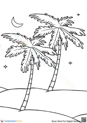Essential Coconut Tree Coloring Page | Grade K-5