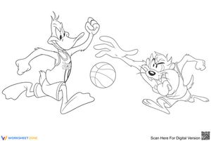 Daffy versus Taz Coloring Page | Essential K-5 Art