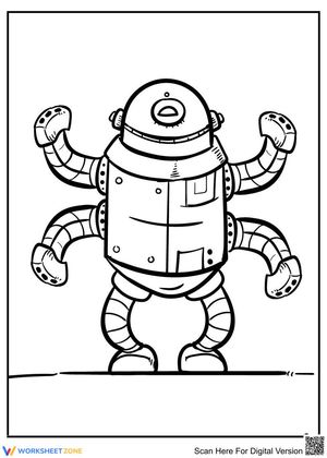 Four Arms Robot Coloring Page | Essential Grade K-5