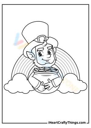 Leprechaun Holding Pot of Gold