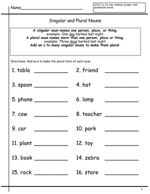 Practice Singular and Plural Nouns Grammar
