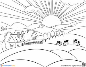 Dawn at the Farm Coloring Page | Essential Grade K-2