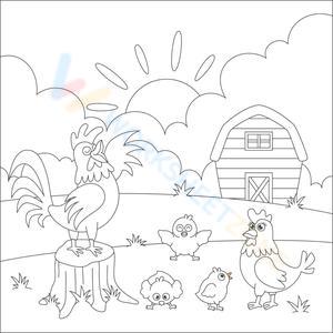 Chicken family on the farm