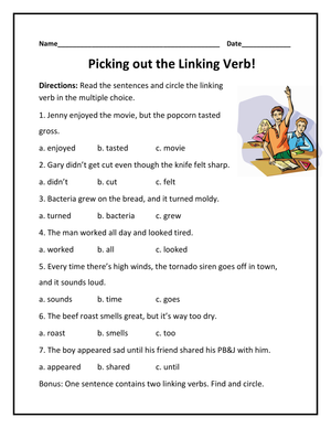 Picking Out the Linking Verb Page