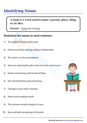 Fun Noun Identification Worksheet