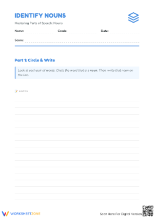 Identify Nouns Worksheet | Essential Grade 1 ELA
