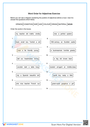 Adjective Word Order Exercise
