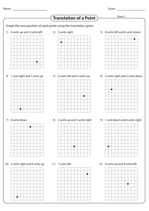 Translation of a Point Worksheet