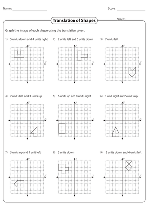 Translation of Shapes Worksheet