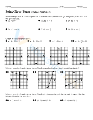 Point-Slope Form Practice Worksheet