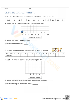 Dot Plots Worksheet for Data Analysis