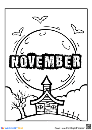 November Coloring – Haunted House & Bats