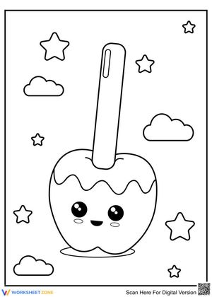 Kawaii Candy Apple Coloring Page
