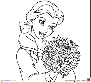 Belle holding a bouquet of flowers