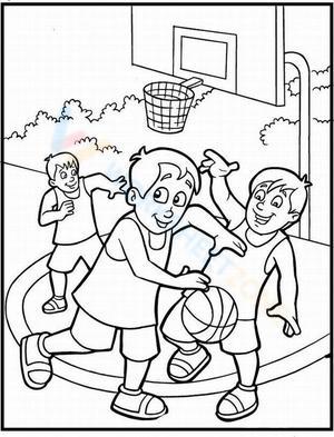 Boys playing basketball
