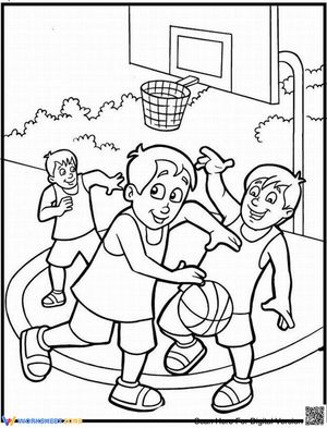 Boys playing basketball