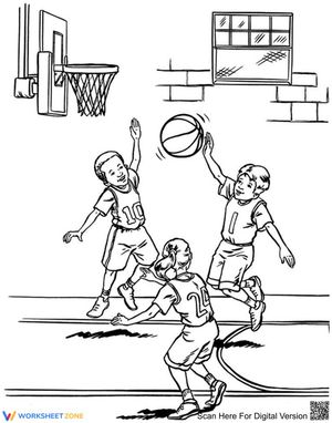 Students playing basketball