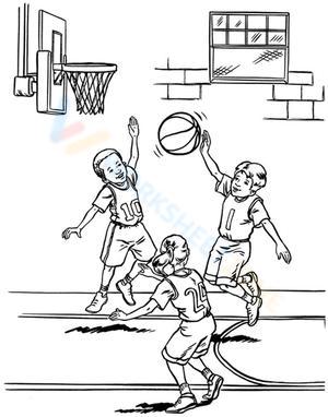 Students playing basketball