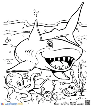 Shark and Ocean Animals Coloring Page | Essential Printable