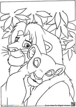 Happy Lion Couple Coloring Page | Essential Grade K-5