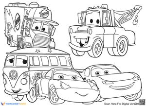 Coloring Page: Lightning Mcqueen and friends