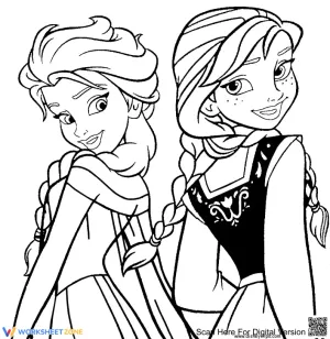 Printable Anna and Elsa Coloring Page | Grade K-2 Ready