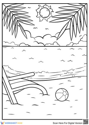 Beach Scene Coloring Page | Summer Vibes