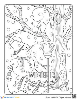 Snowman by the tree