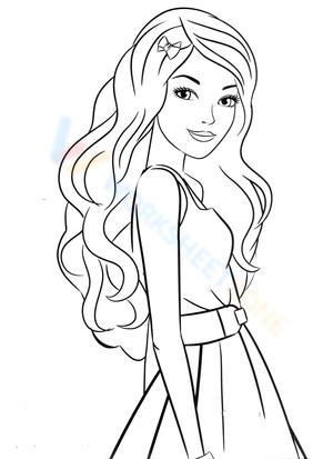 Pretty Girl with Wavy Hair Coloring Page for Teens