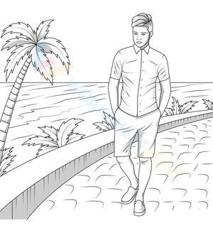 A man walking by the sea